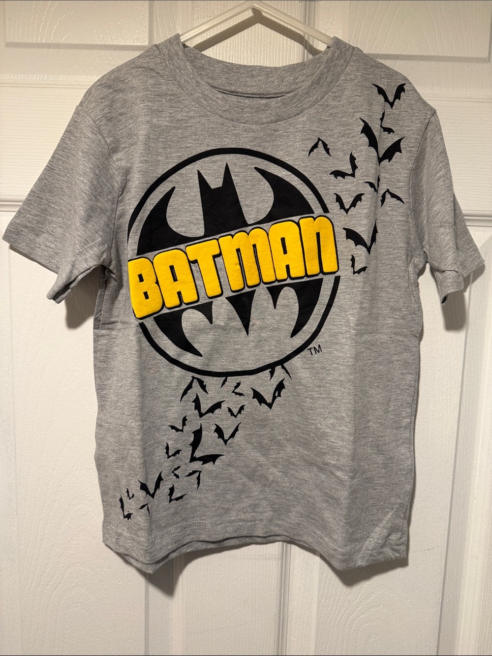 DC Comics Batman Gray Tee with Yellow and Black Logo BNWT
